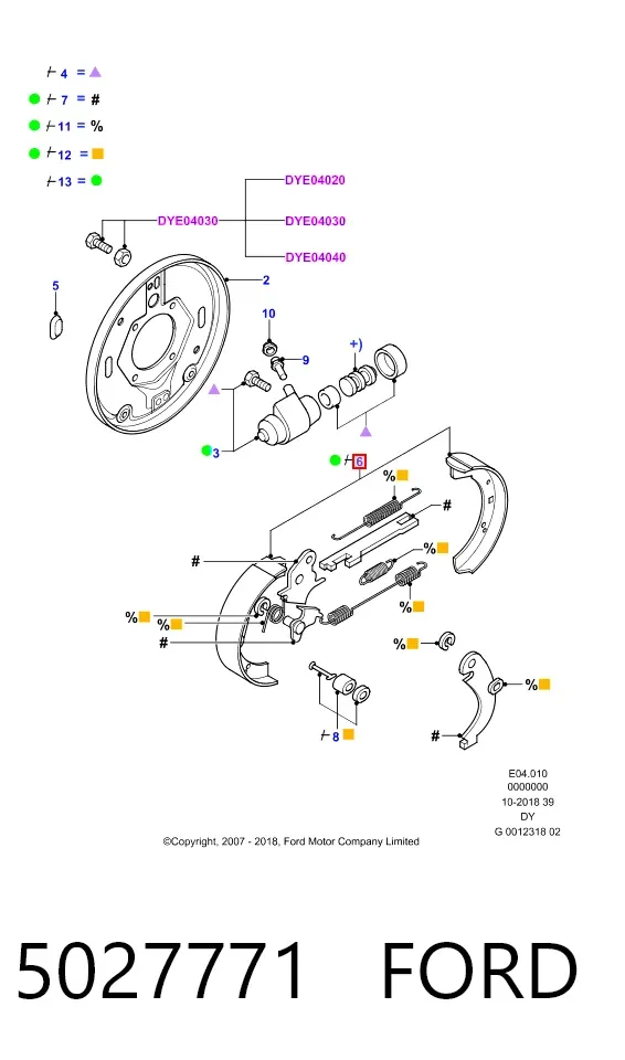 Zapatas de freno 5027771 Ford