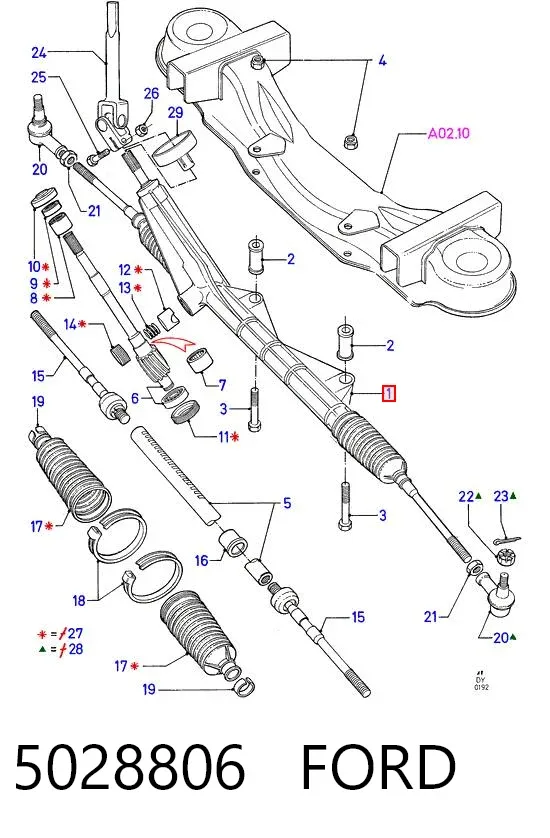Cremallera de dirección 5028806 Ford