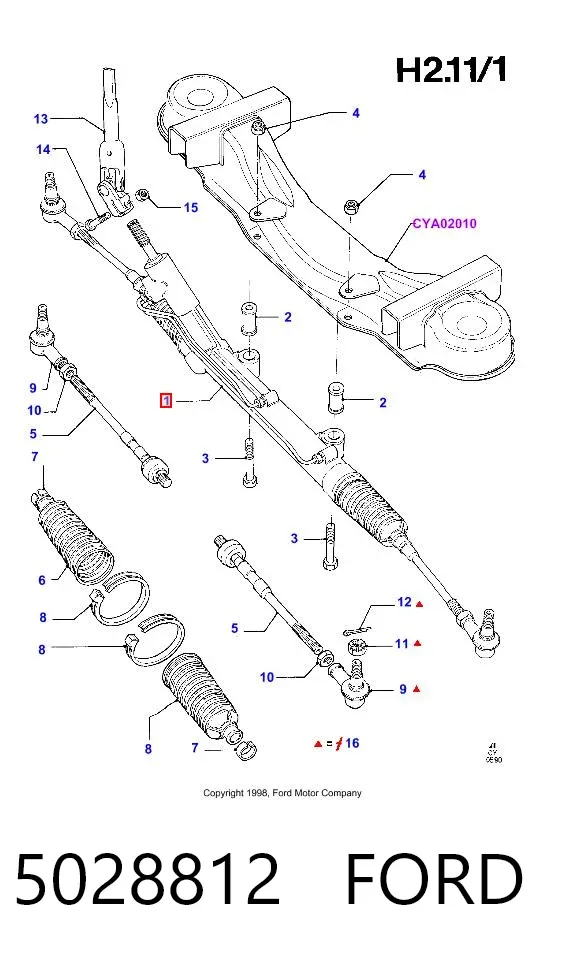 Cremallera de dirección 5028812 Ford