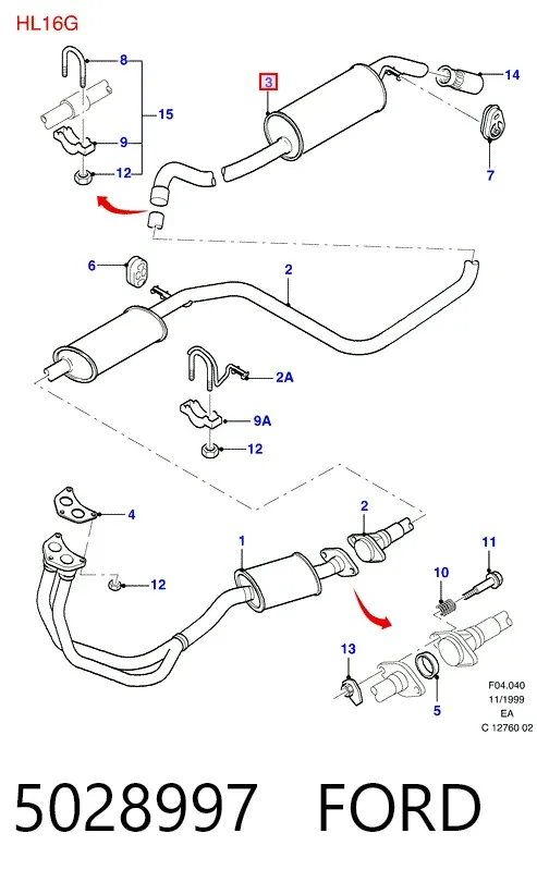 Silenciador trasero 5028997 Ford