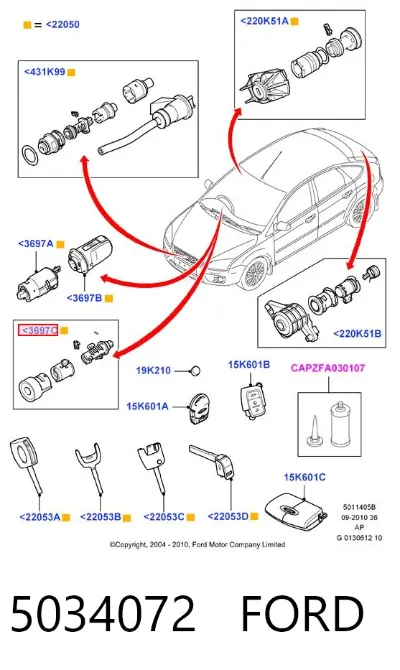 Cilindro de la cerradura de encendido FORD 5034072