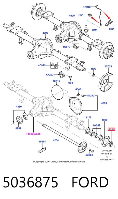 Tuerca del cubo de rueda trasera FORD 5036875