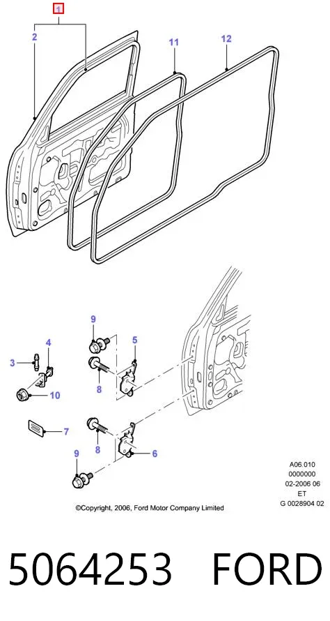 Puerta delantera izquierda 5064253 Ford