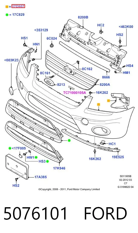 Paragolpes 5076101 Ford