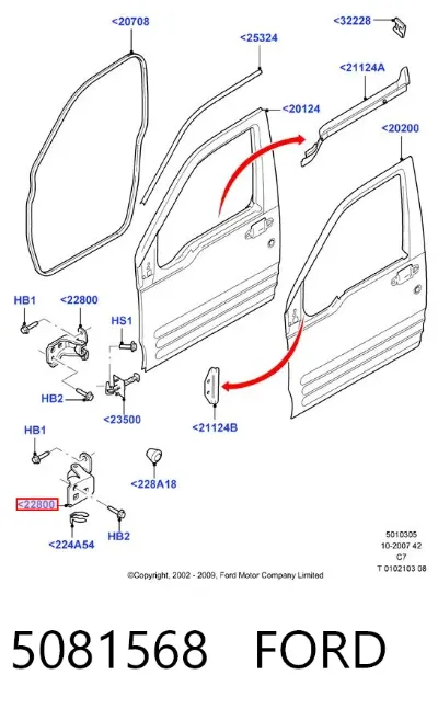 Bisagra de puerta delantera FORD 5081568