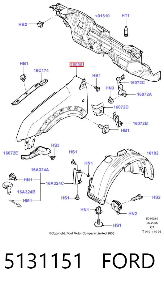 Aleta 5131151 Ford