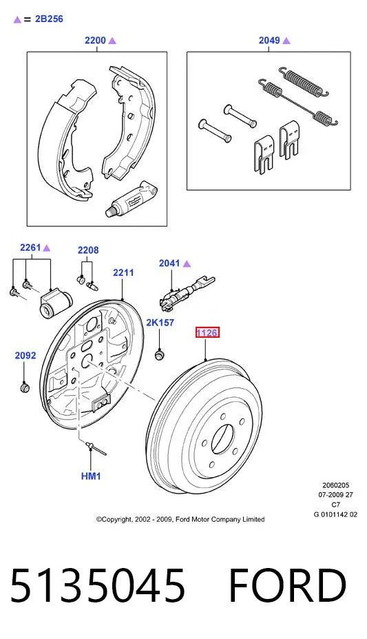Tambor de freno trasero 5135045 Ford
