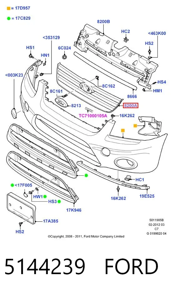 Parrilla 5144239 Ford