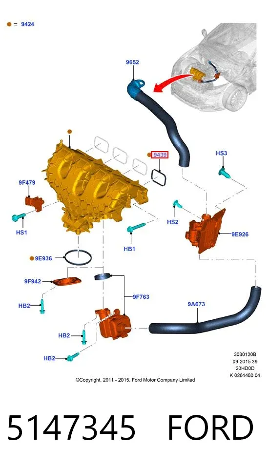 Junta de colector de admisión 5147345 Ford