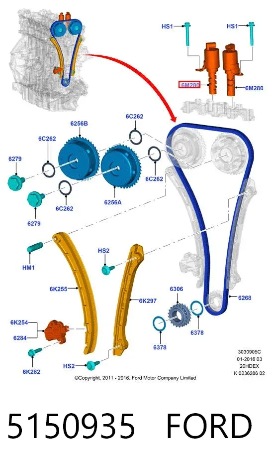 Válvula de control del árbol de levas 5150935 Ford