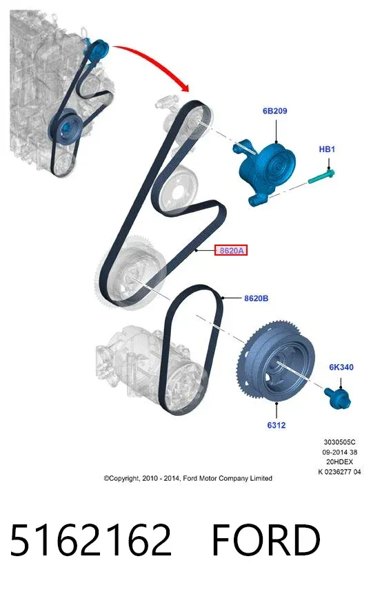 Correa de alternador 5162162 Ford