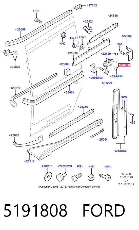 Rodillo central trasero izquierdo de puerta corrediza 5191808 Ford