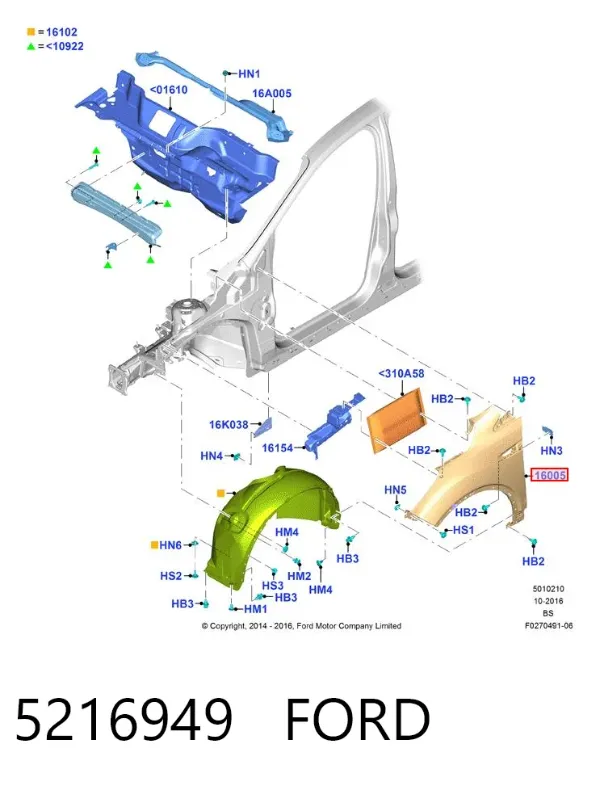 Aleta 5216949 Ford