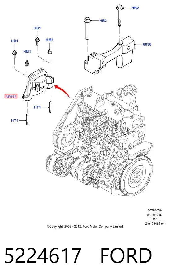 Soporte de motor derecho 5224617 Ford