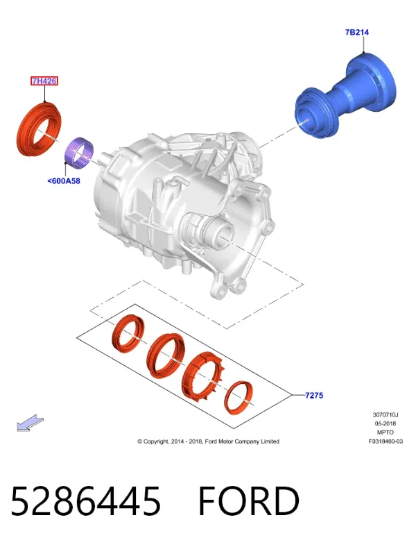 Retén de salida delantero de la caja de transferencia 5286445 Ford