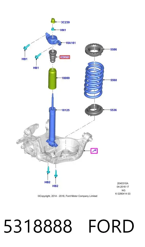 Tope de amortiguador trasero 5318888 Ford