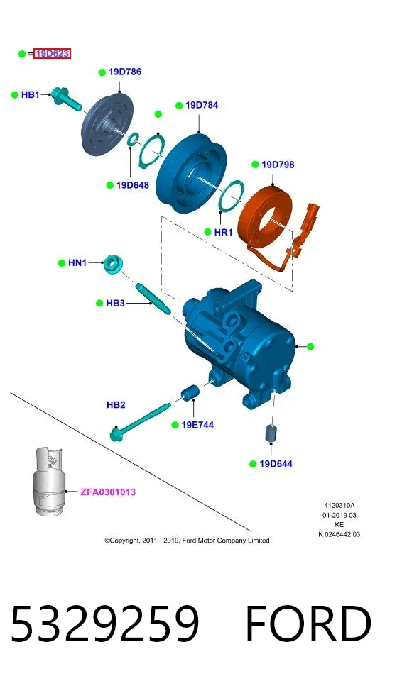 Compresor de aire acondicionado 5329259 Ford