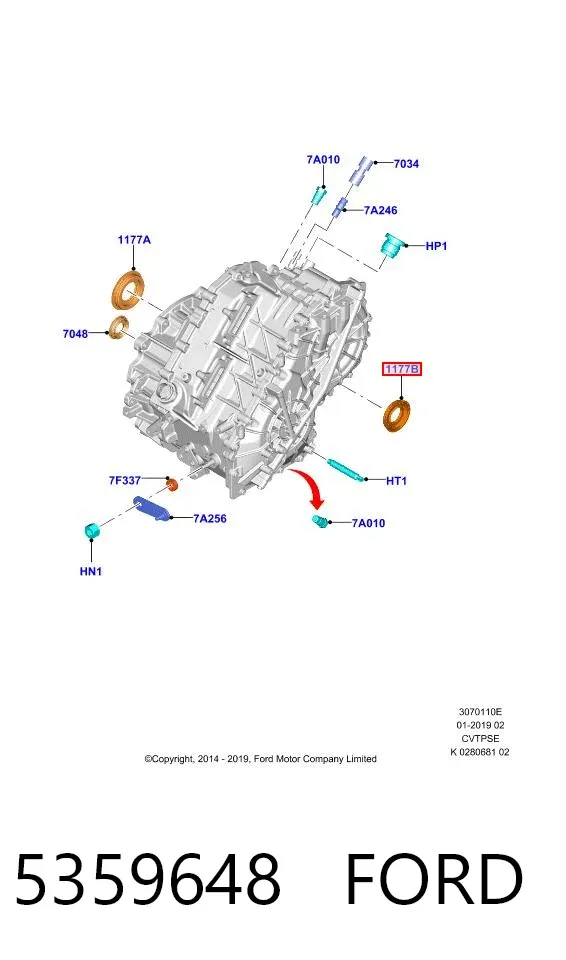 Retén del semieje delantero izquierdo 5359648 Ford