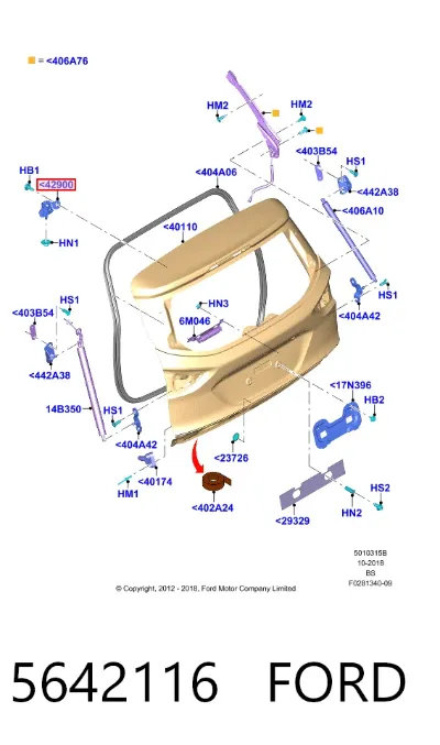 Bisagra de puerta trasera FORD 5642116