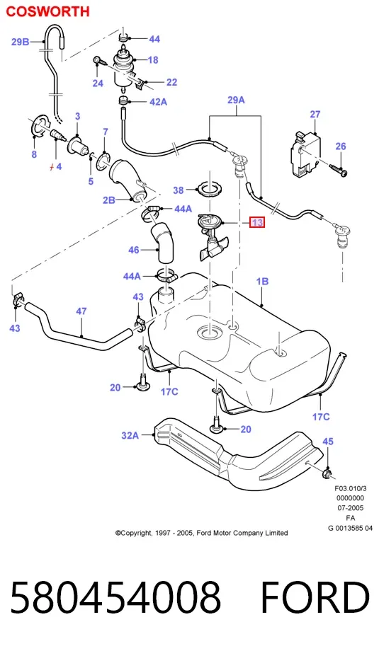Elemento de turbina de la bomba de combustible 580454008 Ford