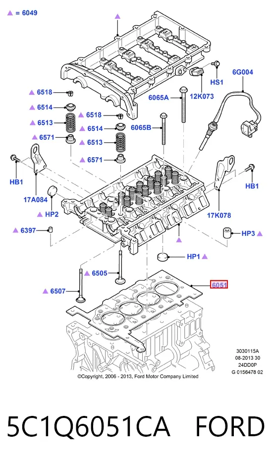 Junta de culata 5C1Q6051CA Ford