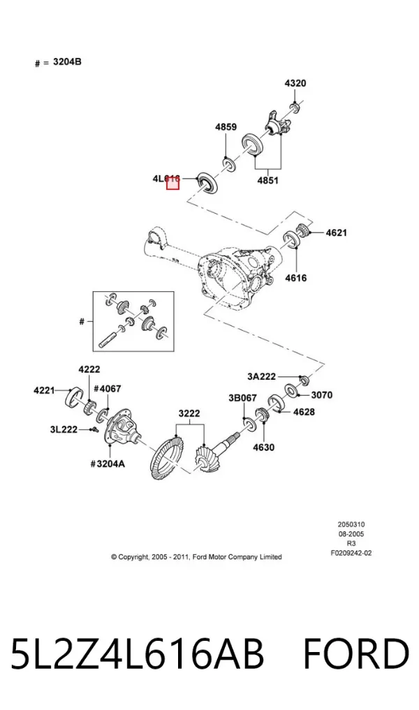 Retén del diferencial del eje trasero 5L2Z4L616AB Ford