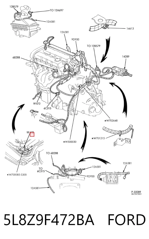 Sensor de oxígeno previo al catalizador 5L8Z9F472BA Ford