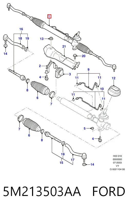 Cremallera de dirección 5M213503AA Ford