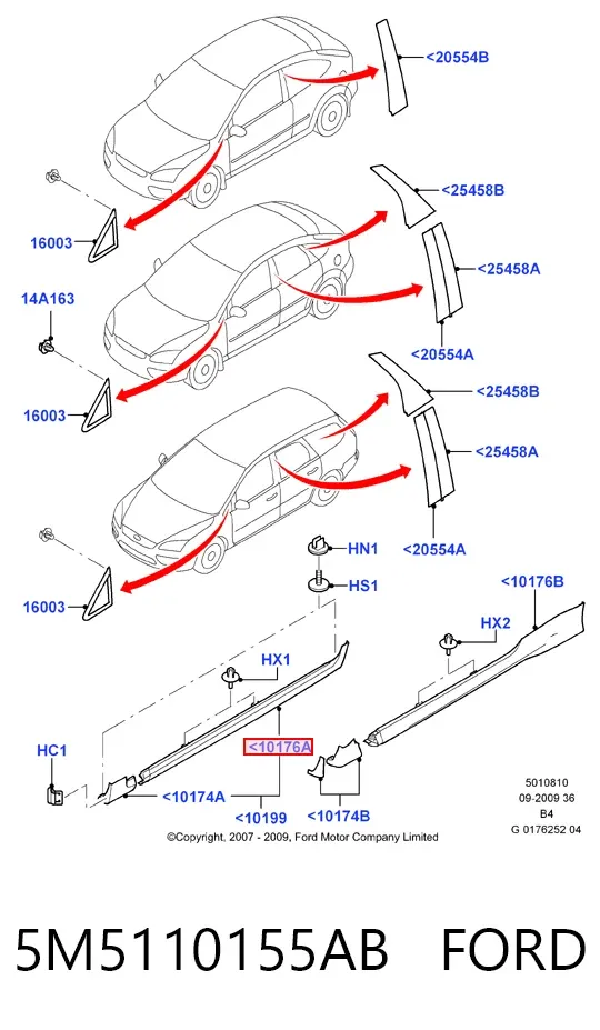 Moldura de umbral exterior izquierda 5M5110155AB Ford