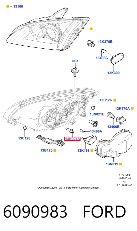 Lámpara halógena 6090983 Ford
