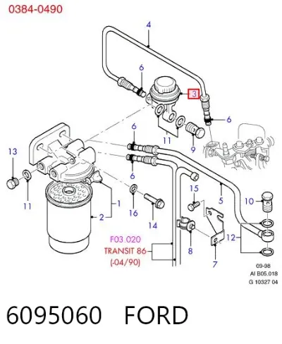 Bomba manual de cebado de combustible FORD 6095060