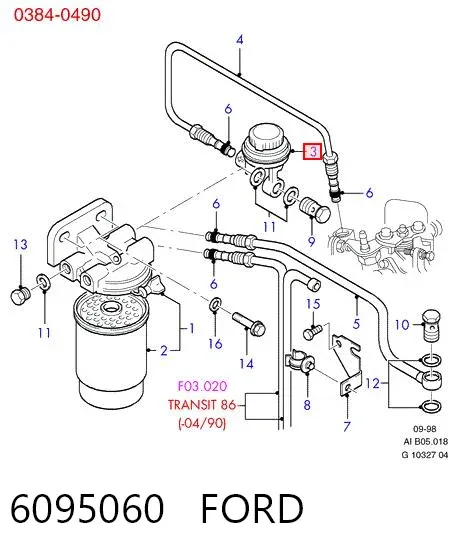 Bomba manual de cebado de combustible 6095060 Ford