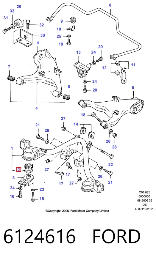 Silentblock trasero 6124616 Ford