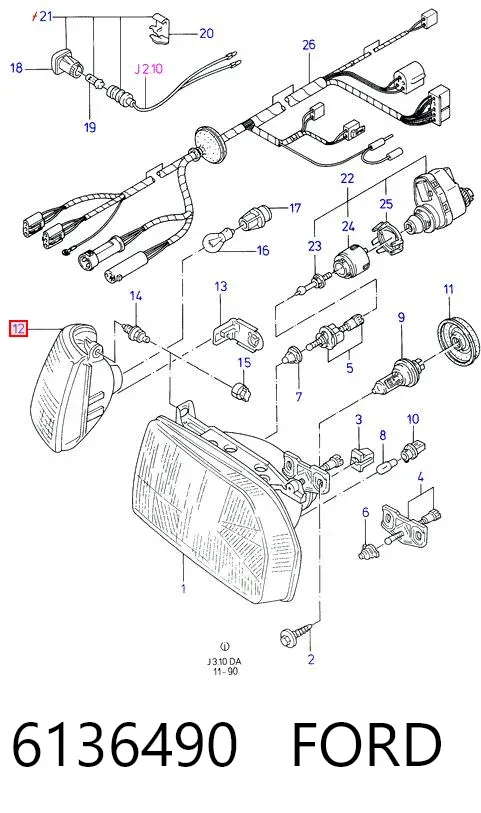 Intermitente izquierdo 6136490 Ford