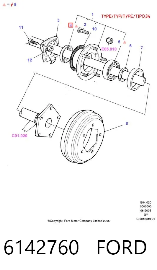 Retén de cubo trasero 6142760 Ford