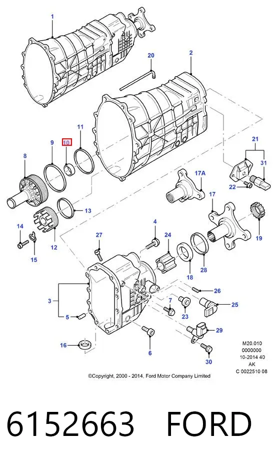 Retén del eje primario de la transmisión 6152663 Ford