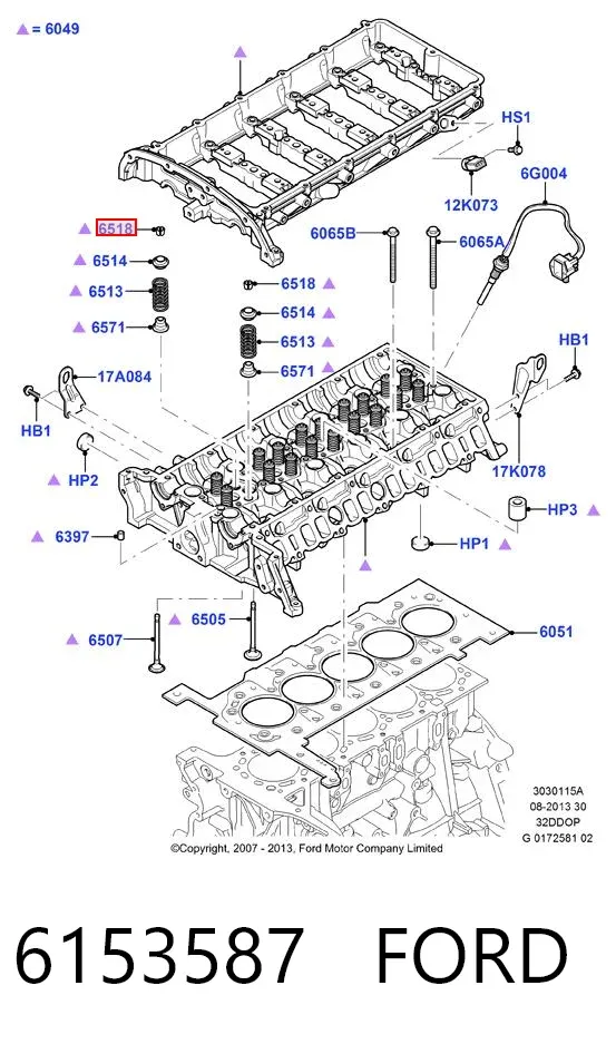 Chaveta De Sujecion De Valvula 6153587 Ford
