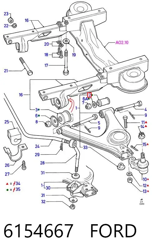 Silentblock del brazo de suspensión 6154667 Ford