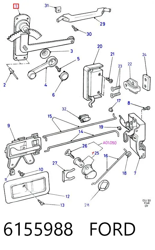 Mecanismo de elevalunas delantero derecha Ford Transit IV