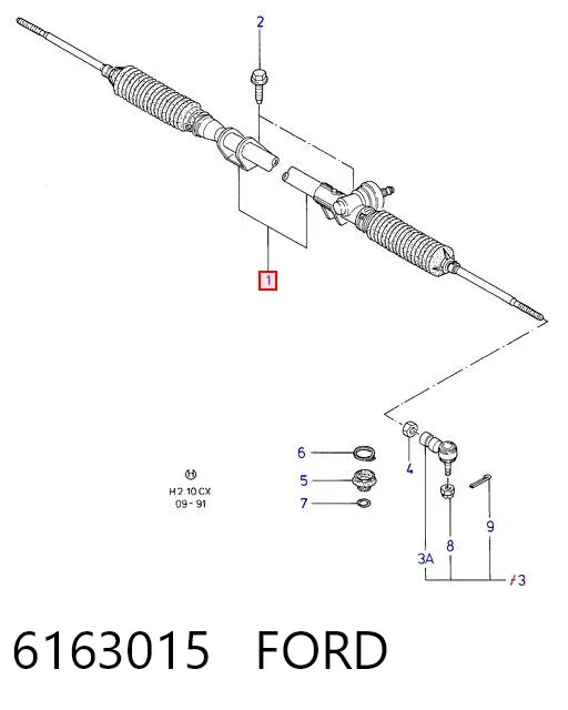 Cremallera de dirección 6163015 Ford