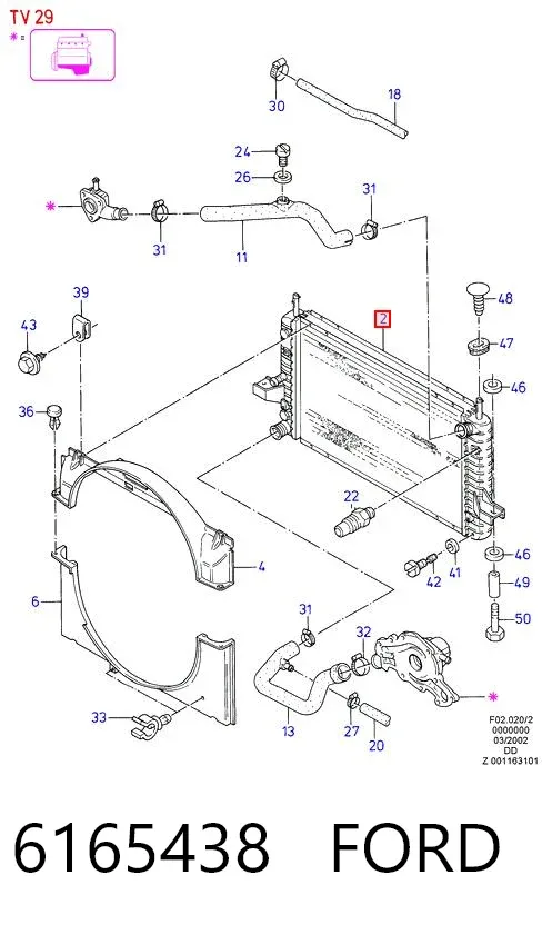 Radiador 6165438 Ford