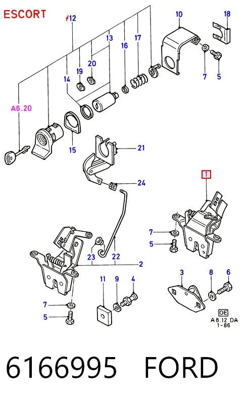 Cerradura de maletero Ford Escort IV