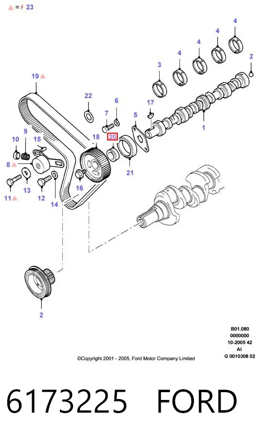 Retén del eje intermedio 6173225 Ford