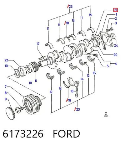 Junta de tapa trasera del cigüeñal FORD 6173226