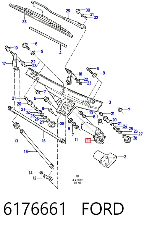 Motor limpiaparabrisas 6176661 Ford