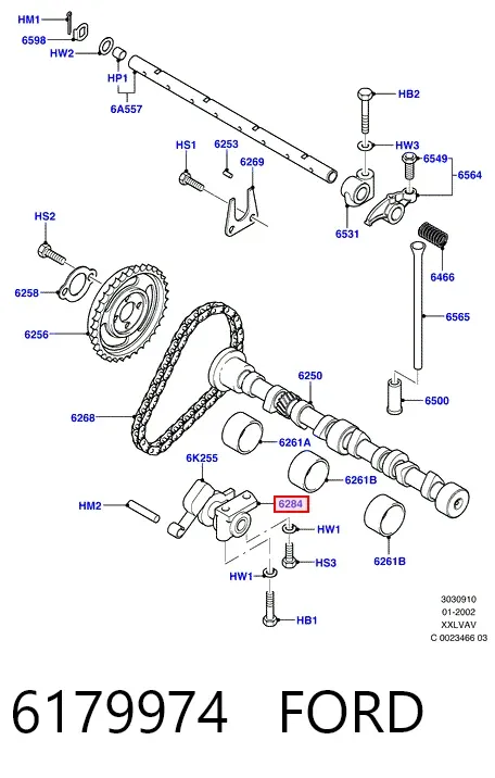 Tensor de cadena de distribución 6179974 Ford
