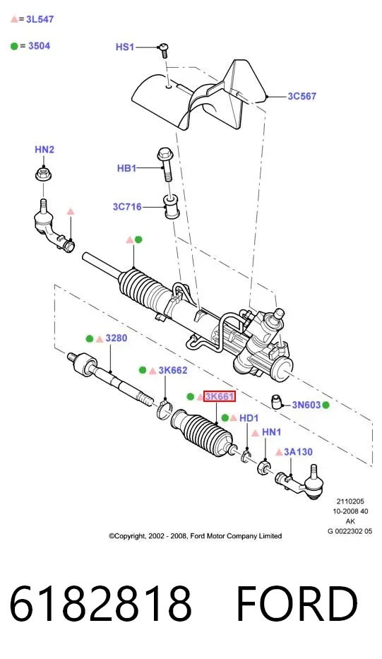 Fuelle dirección 6182818 Ford