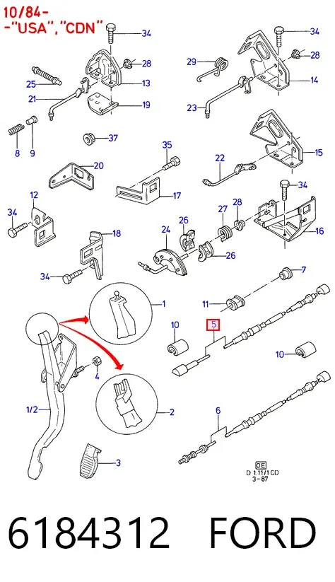 Cable del acelerador 6184312 Ford