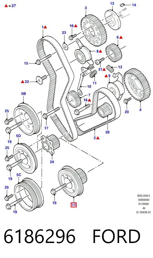 Polea de cigüeñal 6186296 Ford