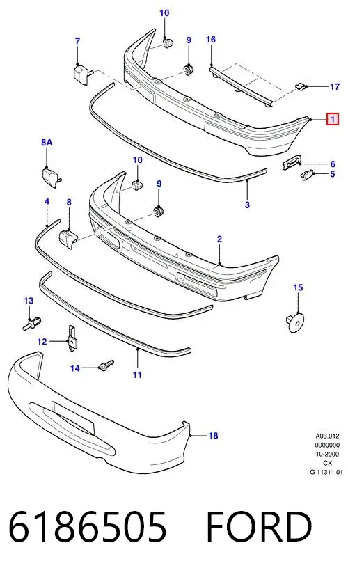 Paragolpes 6186505 Ford